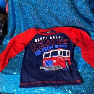 Long sleeve fire truck shirt.